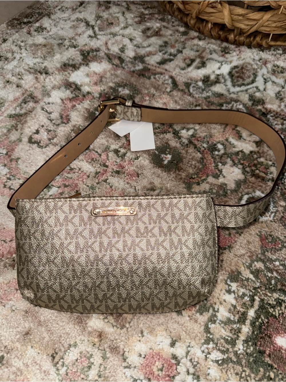 Michael Kors Metallic Logo Belt Crossbody in Gold